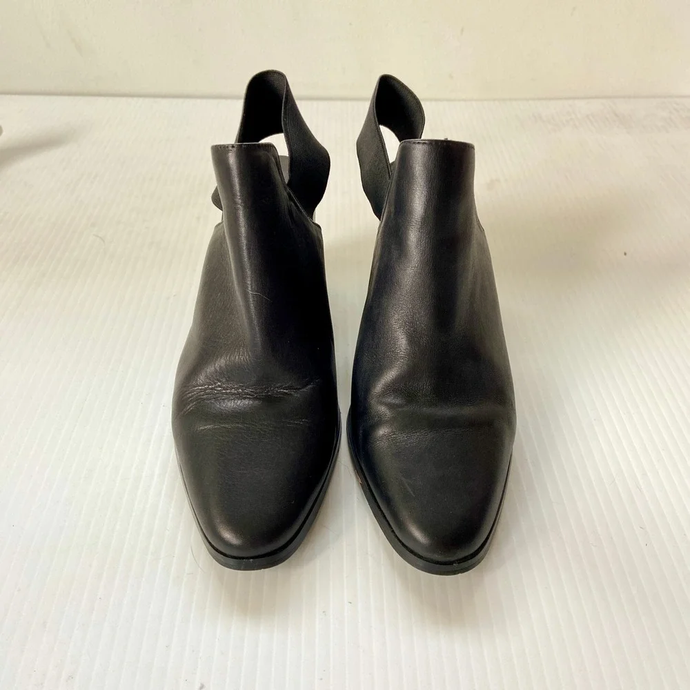Sol Sana Black Leather Slingback Heeled Bootie Womens EU 38 US 7